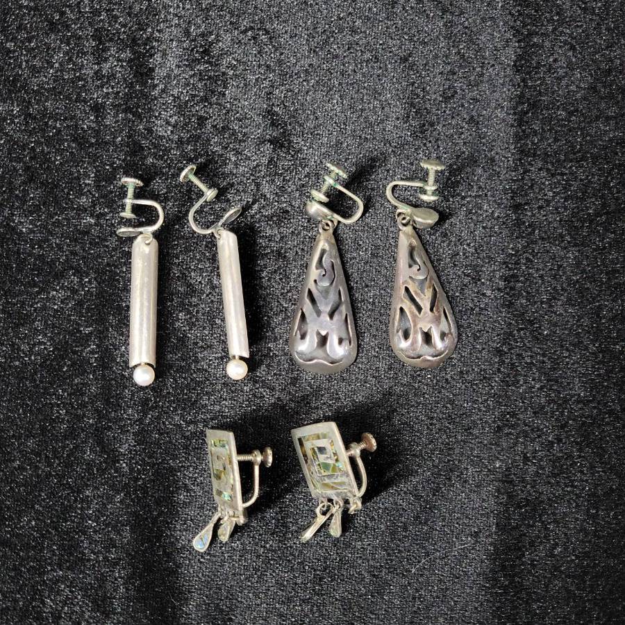 Vintage Sterling Silver Screw Back Earrings Auction YEAH New Mexico