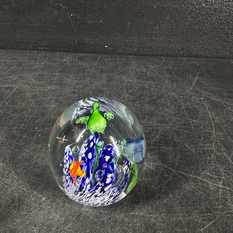 Large Sea Creatures Art Glass Paperweight Auction